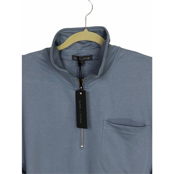 Slate and Stone NWT Sweatshirt Large Quarter Zip French Terry Light Blue - Picture 5 of 9